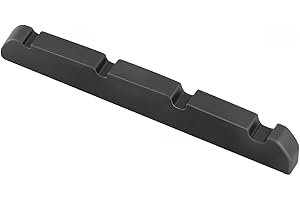 Metallor 4 String Black Cattle Bone Bass Nut Pre-Slotted Top Nut Flat Bottom 42mm x 6mm x 3mm Compatible with Fender PB Bass Guitar Parts Replacement Black.