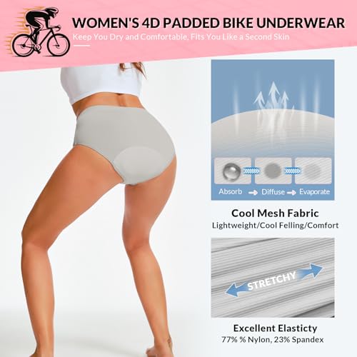 MEETWEE Cycling Shorts for Women, 4D Padded Cycling Shorts Women's Quick Dry Cycling Tights Breathable Non-Slip