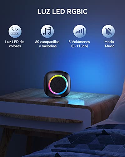 TECKNET Wireless Doorbell Outdoor Waterproof, 400M Range RGB Wireless Doorbell IP66, 5 Volume Levels (0-110dB) and 60 Melodies for Home/Hotel/Office/Emergency, etc