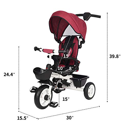 Booway Baby Trike 6 In 1 Kids Stroller Tricycle With Adjustable Push Handle Removable Canopy Safety Harness For 6 Months 5 Year Old Pricepulse
