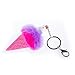 Skywisewin Sparkly Ice Cream Cone Keychain Bag Charm, Pom Pom Fur Unicorn Keychains Silver Key Rings,Pink,Small
