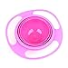 Spill Resistant Gyro Bowl with Lid for Kids, Spill Resistant Kids Gyroscopic Non Spill Feeding 360 Degree Rotating Bowl Avoid Food Spilling by Pixco(Red)