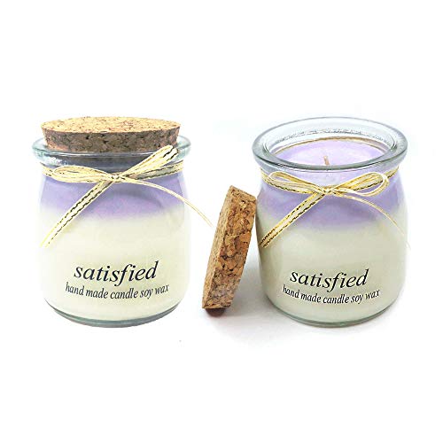 Natural Soy Wax Scented Candle, Pudding Bottle Jar Candle, Relaxing Scent & Long Lasting, Lavender candle Purple