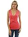 PattyBoutik Women V Neck Crossover Twist Front Sleeveless Blouse (Coral Pink Medium)