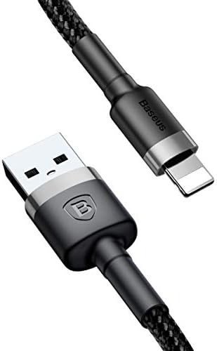 Kevlar USB Charging Cables 2.4A Quick Charge Cable Durable High-Density Weave Wire Charge & Transfer Data Cable Compatible with Apple Devices (Black, 0.5M)