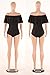Dasbayla Lady Off Shoulder High Waisted Leotard Ruffle Monokini Tank Thong Romper S Black