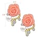 Rbenxia Girl Sweet Rose Rhinestone Pearl Eardrop Earring Stud Peach