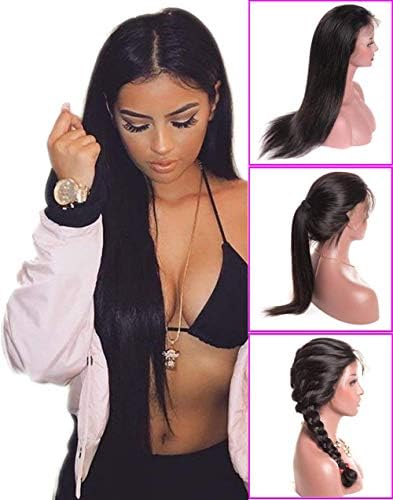 Younsolo Straight Lace Front Wigs 24 inch Unprocessed Brazilian Virgin Human Hair Wig Pre Plucked Natural with Baby Hair Wig for Black Women