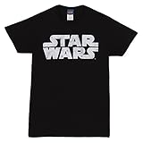 Star Wars Simplest Logo Adult T-Shirt - White on Black (X-Large)