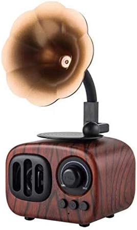 Portable Bluetooth Speaker, Retro Wireless Speaker Wood Style Stereo Speaker with HD Audio and Enhanced Bass, Built-in Rechargeable Battery, BT5.0, Handsfree Calling, TF Card Slot for Home Office