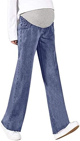 Ladies Pregnant Jeans Maternity Pants Nursing Legging Wide Pants Clothing Leg Straight Jeans Pants Maternity
