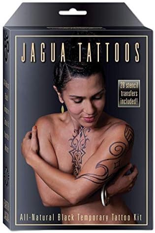 No Expiration Organic Jagua Fruit Temporary Tattoo Kit, Made in the USA, Not premixed, Semi-Permanent Body Painting Kit with Stencils, 12-15 Applications