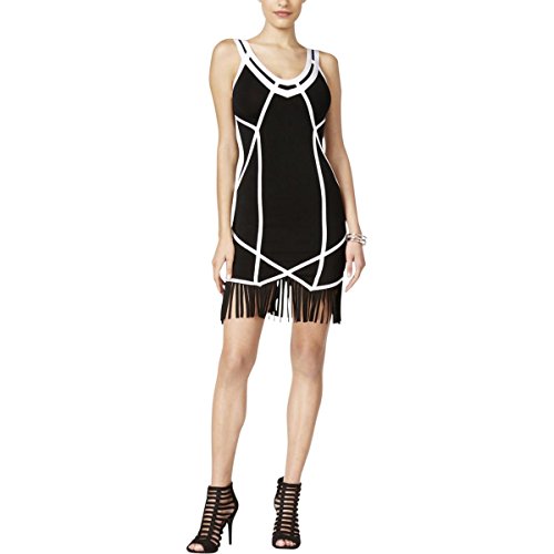 Guess Womens Contrast Trim Sleeveless Mini Dress B/W S