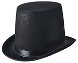 NJ Novelty - Black Top Hat, Tall Party Hat Costume Dress Up Accessory + White Band