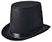 NJ Novelty - Black Top Hat, Tall Party Hat Costume Dress Up Accessory + White Band