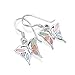 925 Sterling Silver Multi-Colored Mother of Pearl Shell Butterfly Dangle Hook Earrings