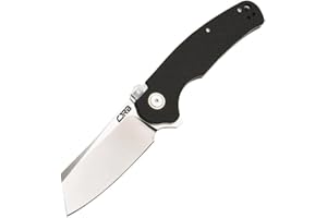 CJRB CUTLERY CJRB Crag Tactical Knife, Cleaver Pocket Folding Knife with Stonewash AR-RPM9 Steel Blade and G10 Handle for Men Outdoor, Survival, Camping and EDC (J1904R),Black