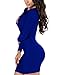 VOGRACE Women's Long Sleeve Cut Out Bandage Bodycon Party Clubwear Mini Dress M Blue