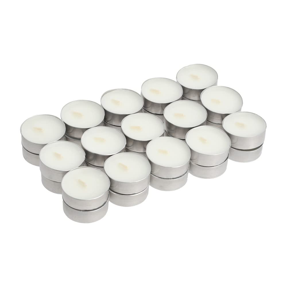 30 x White Tea Lights Unscented Candle - No Smell - Diameter 39mm - Ideal for Tableware, Decoration, Room, Home, Fondue, Oil Essentials Burner