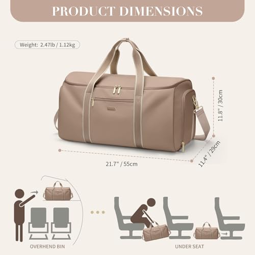 2 in 1 Convertible Travel Bag Tote Bag Women's Clothing Bag Suit Bags for Business, Travel and Sport (Champagne)