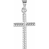 Sonia Jewels Solid 14k White Gold 17.5x11mm Cross Crucifix Charm Pendant (17mm x 11mm)