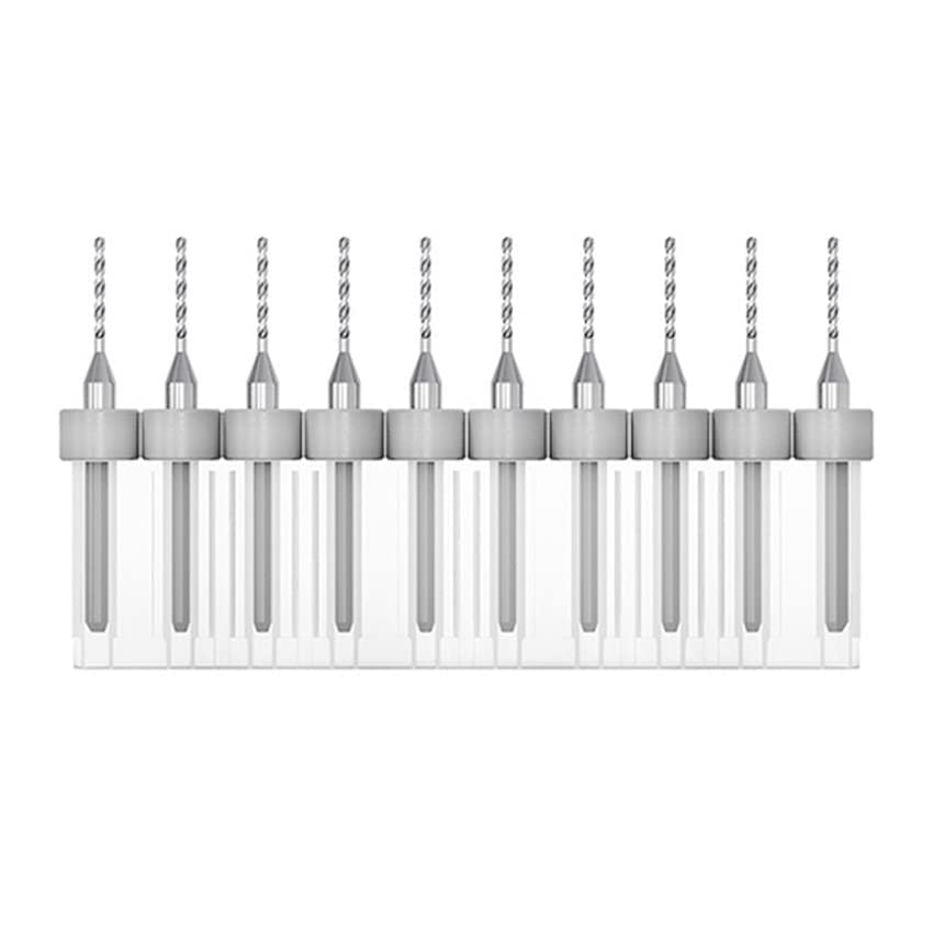 TA-VIGOR 10Pcs Micro Drill Bit 0.8mm, Grey PCB Drill Bits with 1/8 Inch Shank Tungsten Carbide Drilling Rotary Tool for Print Circuit Board Stone CNC Engraving