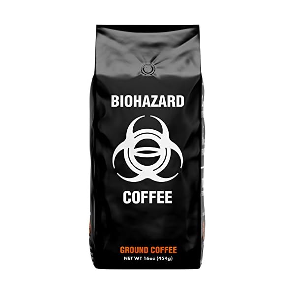 Biohazard Ground Coffee, The World's Strongest Coffee 928 mg Caffeine (16 oz) Uptime Coffee