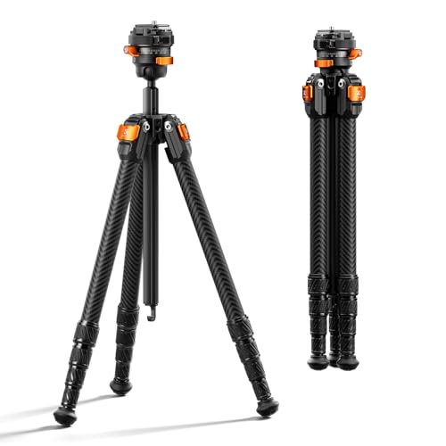 K&F CONCEPT Tripod Camera, 153 cm Carbon Tripod, Lightweight Tripod, Flexible Camera Tripod, Compact Travel Tripod for DSLR A225C2+BH28R