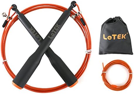 LeTEK 10 Feet Premium Quality Jump Rope Adjustable Fast Speed Wire Cable Rope with Carry Case to Fit Men Women Children for Cardio Training MMA Boxing Training Double Unders