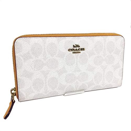 Amazon コーチ Coach 長財布 財布 814 アコーディオン ジップ ウォレット ブロック シグネチャー キャンバス レディース メンズ Brass Chalk Pollen チョーク B4r7e ホワイト イエロー オレンジ系 ブティック品 並行輸入品 Coach コーチ 財布
