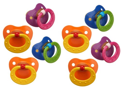 NUK 8 Pack Classic Latex BPA Free Pacifier, Size 3, Colors May Vary (8 Pack)