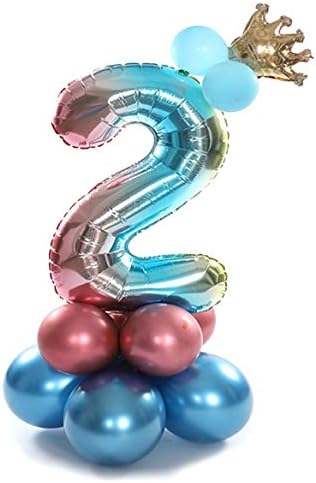 JiXUN Incomparable 32 inch Rainbow Number foil Balloons Digit Helium Ballons Birthday Party Wedding Decor Air Balloons Event Party Supplies in fine style(None Blue 2)