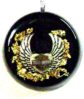 Orgone Harley Davidson Pendant, Gold Leaf as Simulated Fire, Soothes Pain