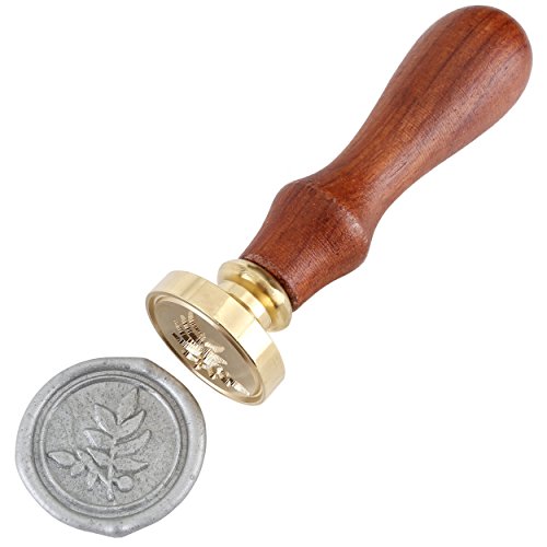 Vintage Wax Seal Stamp with Classical Patterns for Invitations Wooden Handle & Antique Brass Head (Vintage Leaf) - Thumbnail 4