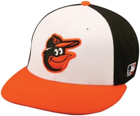 Outdoor CapAdult FLAT BRIM Baltimore Orioles Home Wht/Blk/Orng Hat Cap MLB Adjustable