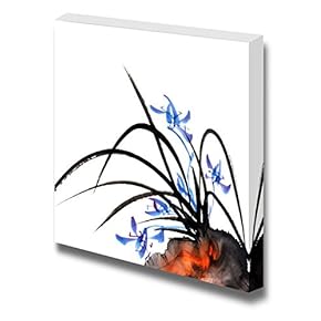 Chinese Traditional Ink Painting of Orchid on White Background