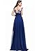 Babyonline Blue Long Prom Lace Dresses Evening Gowns with Sequins