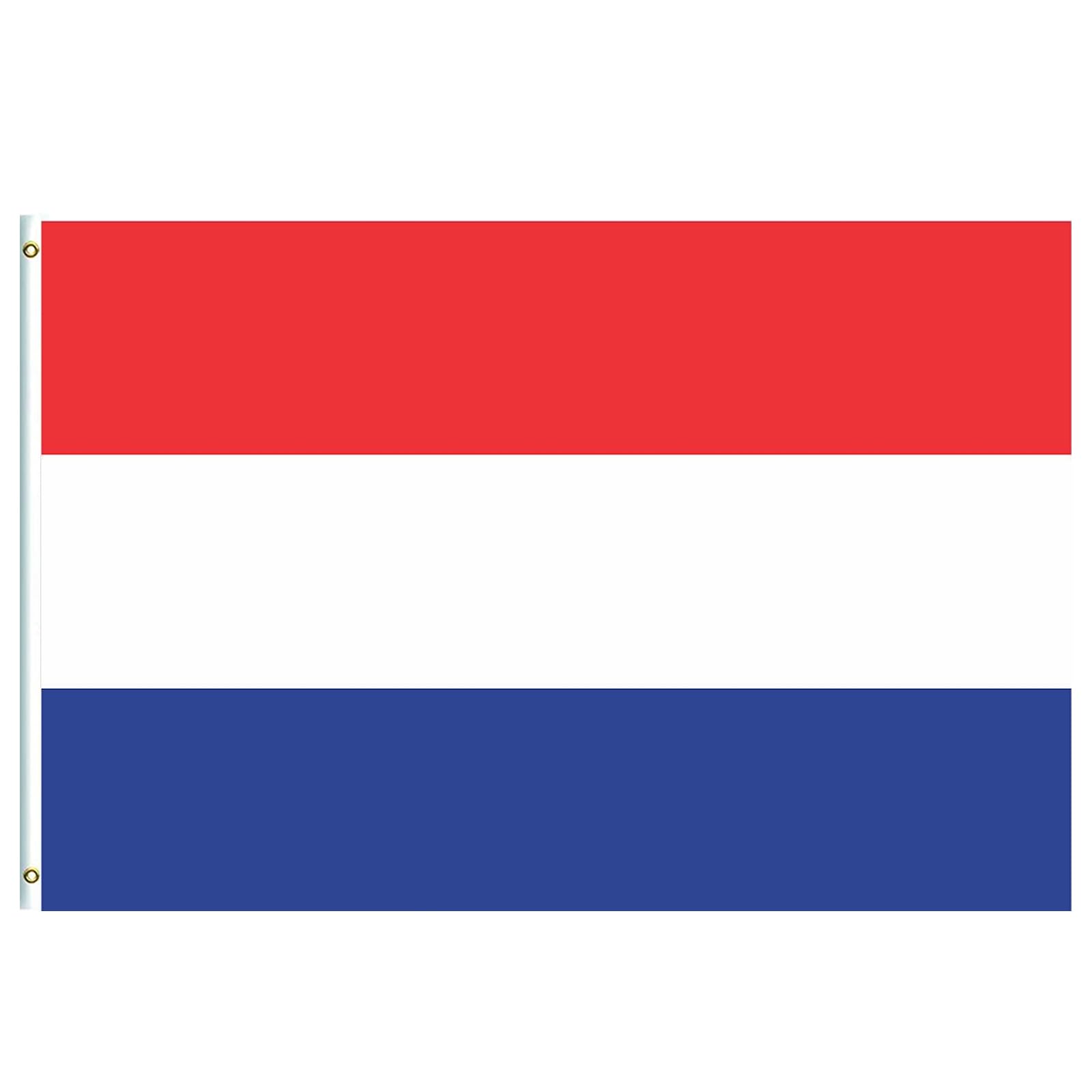 5ftx3ft Large Netherlands Flag Banner,Double Sided With Brass Eyelets-Vivid Color and UV Fade Resistant Holland National Flag for 2024 Oly Decorations Garden Street Party Decoration World Culture Day
