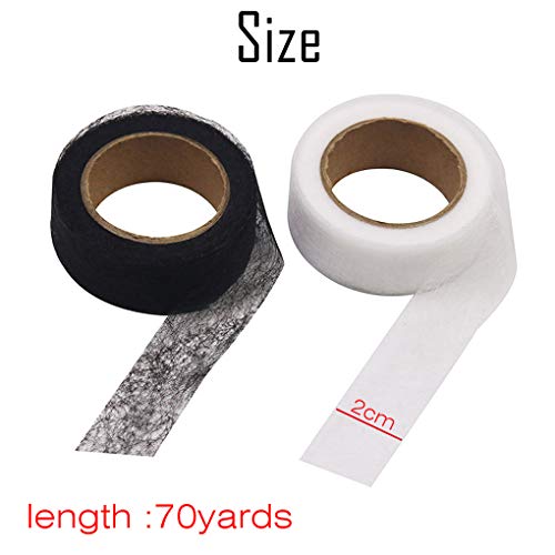 Rolin Roly Fabric Fusing Tape Adhesive Hem White Black Curtains Clothes Dresses Pants Jeans No Sewing Heat Bond Washable Tape Each 70 Yards 2 Pack