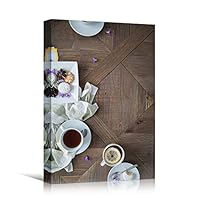 Canvas Wall Art Tea Coffee Drinks Farmhouse/Country Kitchen Multicolor Photography Relax/Calm - 12x18 inches