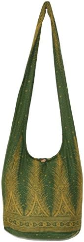 Peacock Tail Bohemian Hippie Hobo Boho Big Crossbody Shoulder Bag 39" (BananaleafGreen)