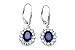 YFN Mother's Day Gift Sterling Silver Snowflake Flower Blue &White Crystal Leverback Dangle Women Earring