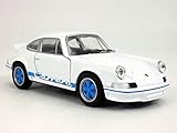 4.5 inch 1973 Porsche 911 Carrera RS 1/32 Scale Diecast Model by Welly - White/Blue