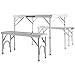 Giantex Aluminum Folding Camping Table Outdoor Portable Picnic Suitcase Table Set w/Bench 4 Seat, Silver-36 L