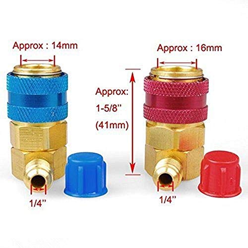FASTROHY Adjustable R134A AC Quick Coupler Connector Adapters Fitting High Low 1/4 inch SAE HVAC Manifold Gauge Hose Set