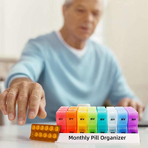 Monthly Pill Organizer 2 Times A Day, One Month Pill Box AM PM, 30 Day