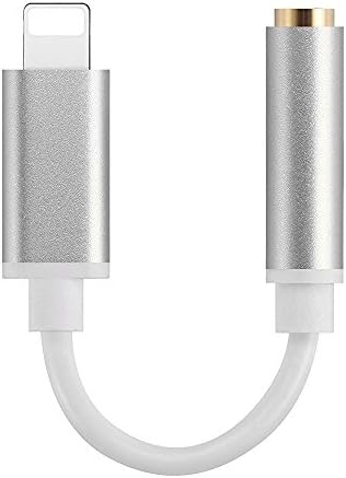 iPhone 7 Adapter Headphone Jack, Lightning to 3.5mm Headphone Female Aux Jack Audio Earphone Adapter Converter for iPhone 7 7Plus (Silver)
