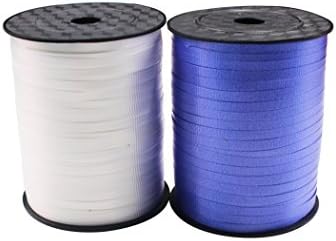 SuZhi 2 Spools Splendorette Crimped Curling Ribbon (blue &amp; white)