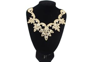 PEARLY JUN Rhinestone Applique Crystal Applique for Hand Sewing Craft Projects DIY Wedding Clothes Shoes Hats Bags (YL013-gold)