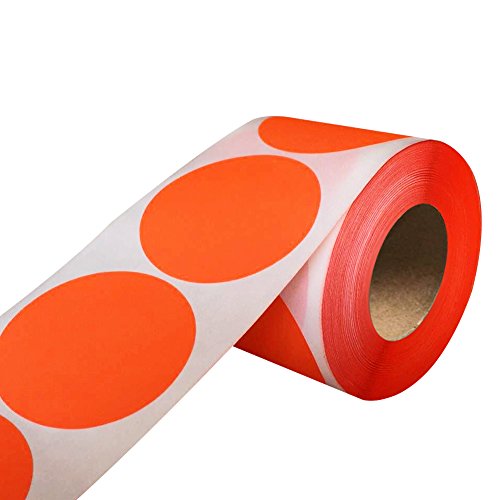 Smart Sticker 2" Inch Round Fluorescent red orange Color Coding Dot Labels - 500 Colored Circle Stickers Per Roll